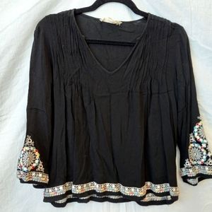 Lovestitch black embroidered blouse, size medium